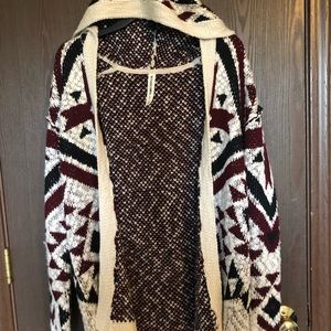 Bethany Mota Long Tribal Cardigan with Fringe